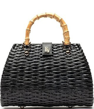 FRANCES VALENTINE Rooster Wicker Basket Satchel Bag - Black | Dillard's