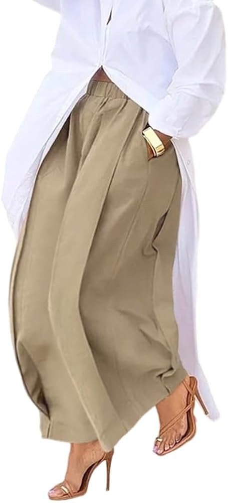 UOOZEE Women's 100% Cotton Elastic High Waisted Pants Loose Fit Wide Leg Pleated Fall Winter Pala... | Amazon (US)