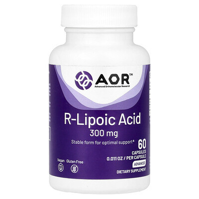 Advanced Orthomolecular Research AOR, R-Lipoic Acid, 300 mg, 60 Capsules | iHerb