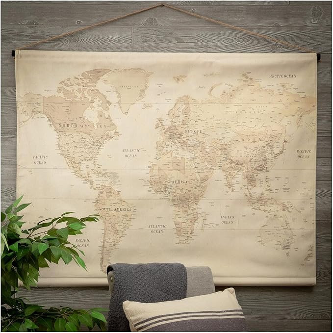 Hobby Lobby Vintage World Map Tapestry Wall Decor, Beige Canvas, 35 x 47 inches | Amazon (US)
