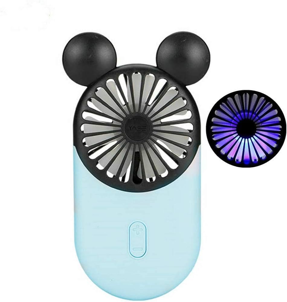 Cute Personal Mini Fan, Handheld & Portable USB Rechargeable Fan with Beautiful LED Light, 3 Adju... | Amazon (US)