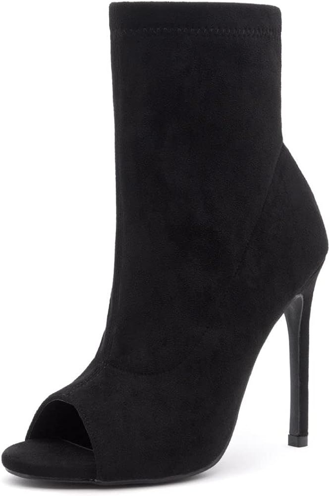 Shoe Land Chelsee Women's Peep Toe Heeled Booties Fashion Ankle Boots | Amazon (US)