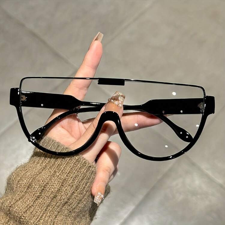 Unisex Fashion Large Semi-Round Glasses - Anti-Glare Sunglasses, Perfect For Hiking, Beach Vacations, And Daily Outdoor Activities; Durable Design And Style | SHEIN