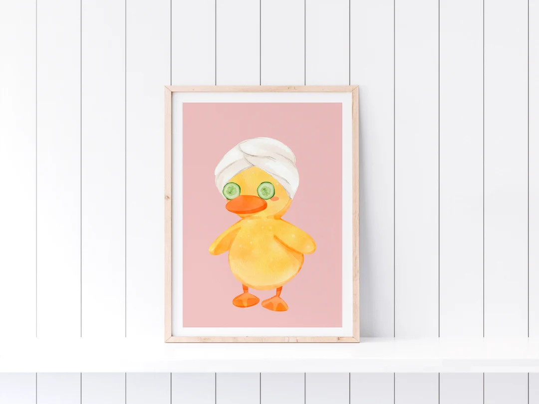 Downloadable Self Care Ducky Wall Art PINK, Cute Kids Bathroom Wall Art Digital Print, Printable ... | Etsy (US)