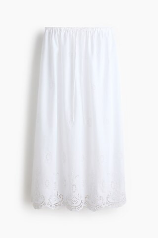 H & M - Eyelet-Embroidered Drawstring Skirt - White | H&M (US + CA)