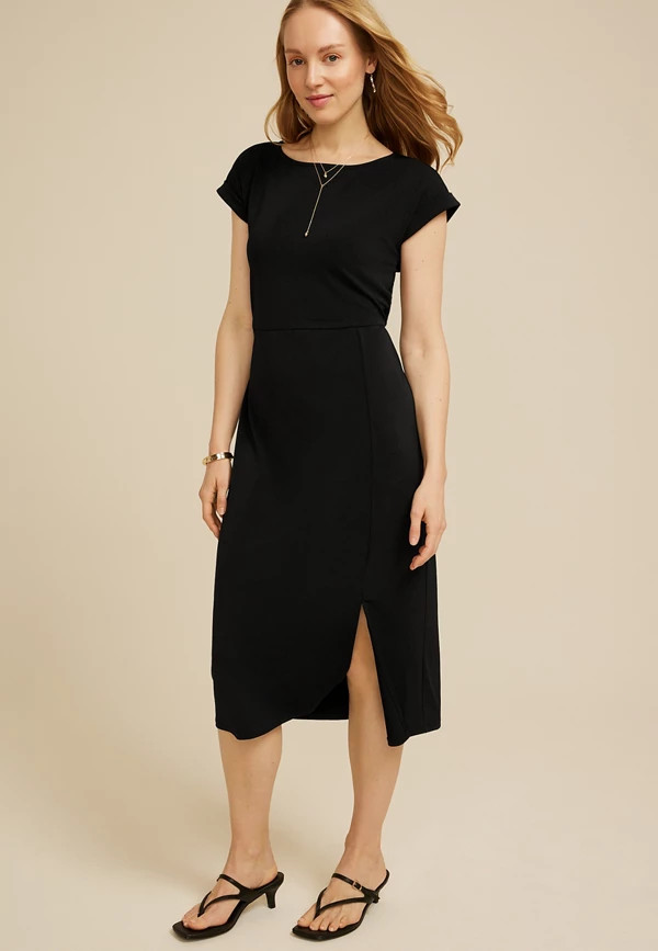 Black Side Slit Midi Dress | Maurices