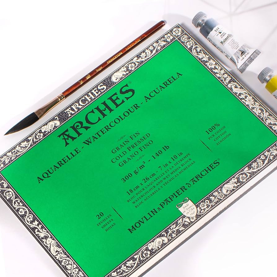 Arches Watercolor Paper Block, Cold Press, 7" x 10", 140 pound | Amazon (US)