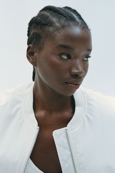 Oversized Bomber Jacket - Cream - Ladies | H&M US | H&M (US + CA)