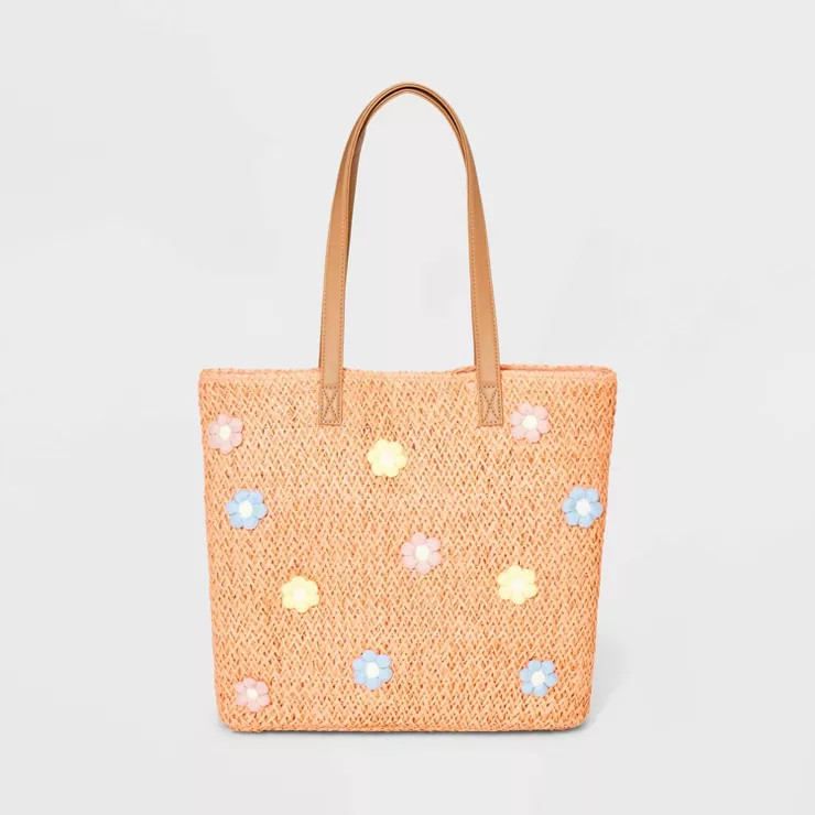 Girls' Flower Straw Tote Bag - Cat & Jack™ | Target