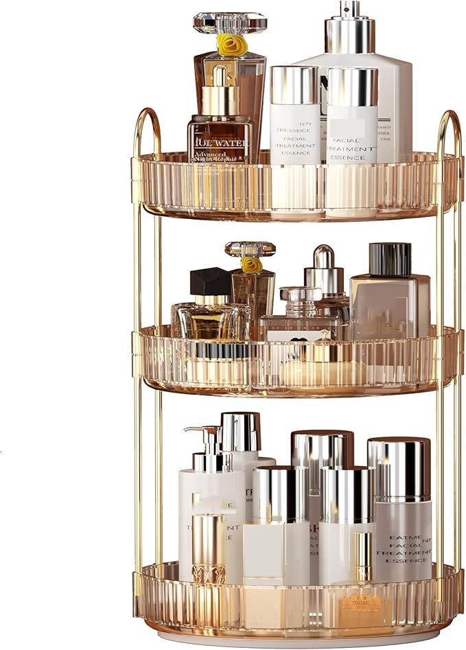 YCIA&DONE 360 Rotating Makeup Organizer and Storage for Vanity Countertop 3 Tiers, High Capacity ... | Amazon (US)