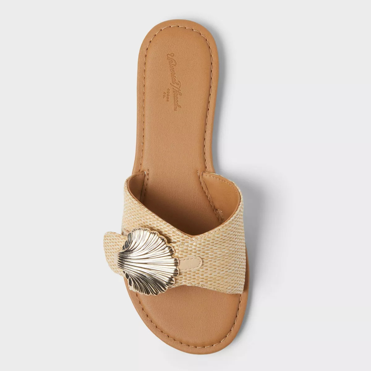Women's Nesryn Raffia Shell Ornament Slide Sandals - Universal Thread™ Tan | Target