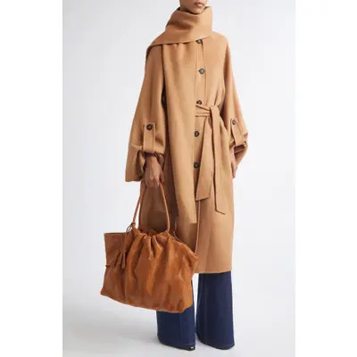 Zimmermann Valiant Wool Blend Coat with Scarf in Camel at Nordstrom, Size 0 | Nordstrom
