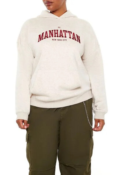 Plus Size Embroidered Manhattan Hoodie | Forever 21