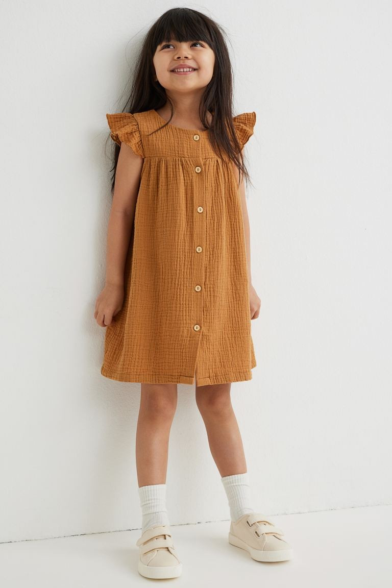 Flutter-sleeved Double-weave Dress | H&M (US + CA)