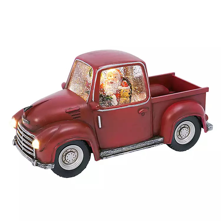 Santa and Puppy Red Christmas Truck Snow Globe | Kirkland's Home