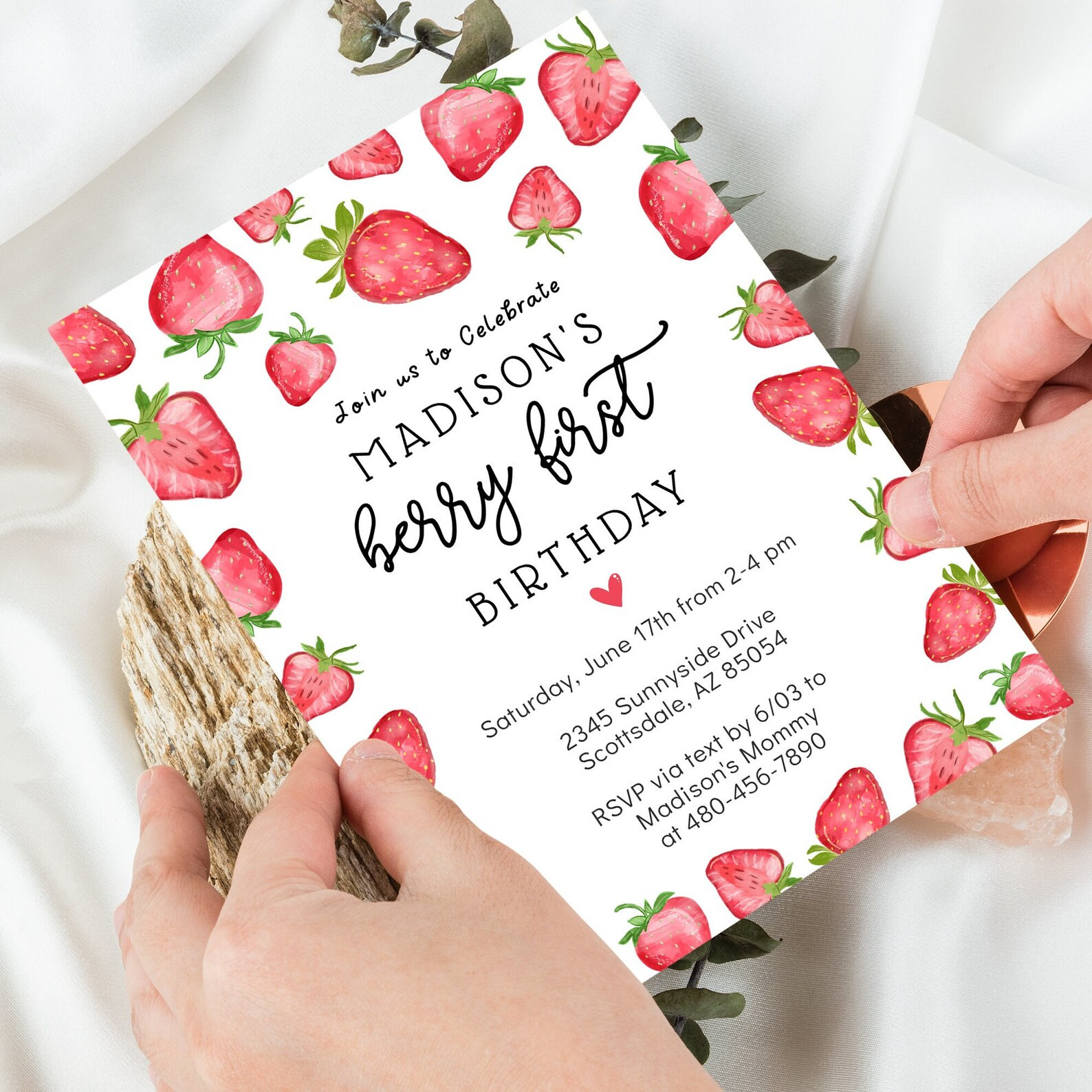 Berry First Birthday Invitation - 1st Birthday Girl - Strawberry Birthday Invitation - Digital In... | Etsy (US)