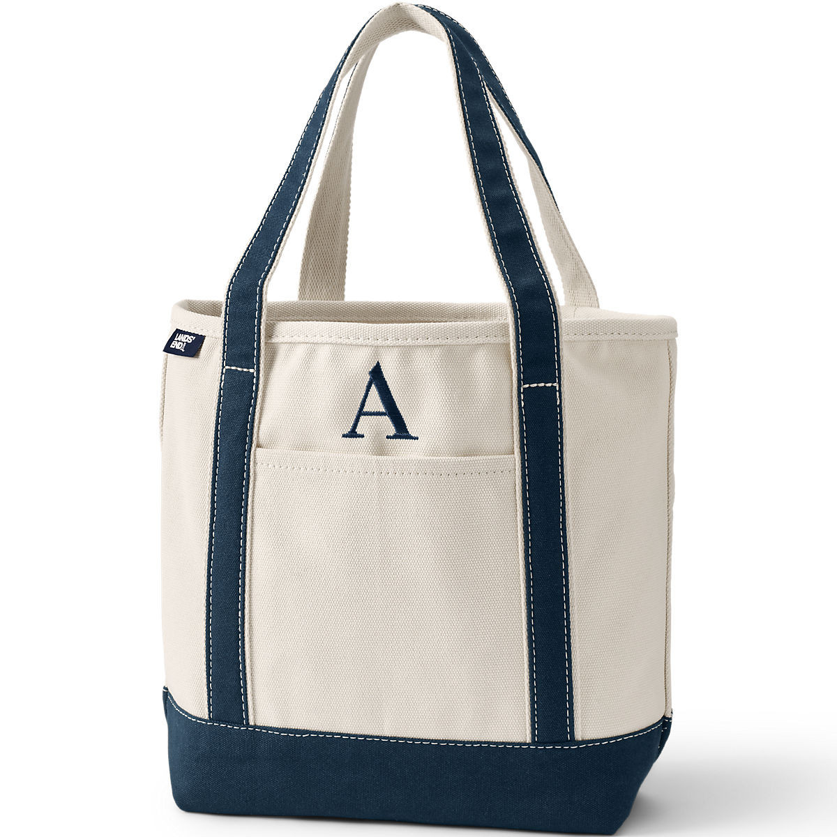 Pre-Monogrammed Letter A Canvas Tote Bag | Lands' End (US)