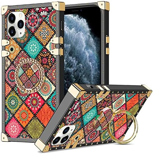Amazon.com: Wollony for iPhone 11 Pro Max Case with Ring Holder Square Edge for Women Retro Flowe... | Amazon (US)