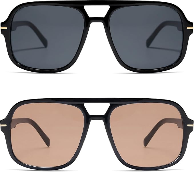 Retro Trendy Square Aviator Sunglasses Womens Mens 70s Classic Vintage Oversized Sun Glasses AR82... | Amazon (US)