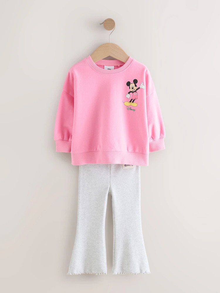 Pink Disney Mickey Mouse and Friends Long Sleeve Top and Flare Set (3mths-7yrs) | Next US