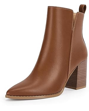 Rilista Womens V Cutout Ankle Boots Pointed Toe Chunky Block Stacked Heel Booties Side Zipper Sho... | Amazon (US)