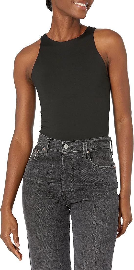 REORIA Women’s Sexy Sleeveless Racer Back Halter Neck Bodysuit Tank Tops | Amazon (US)