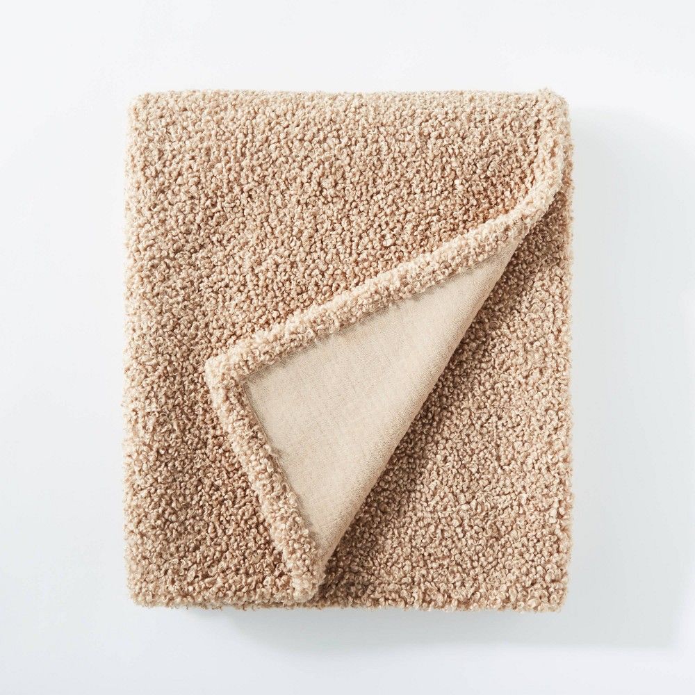 50""x60"" Boucle Throw Blanket with Plush Reverse Beige - Threshold designed with Studio McGee | Target