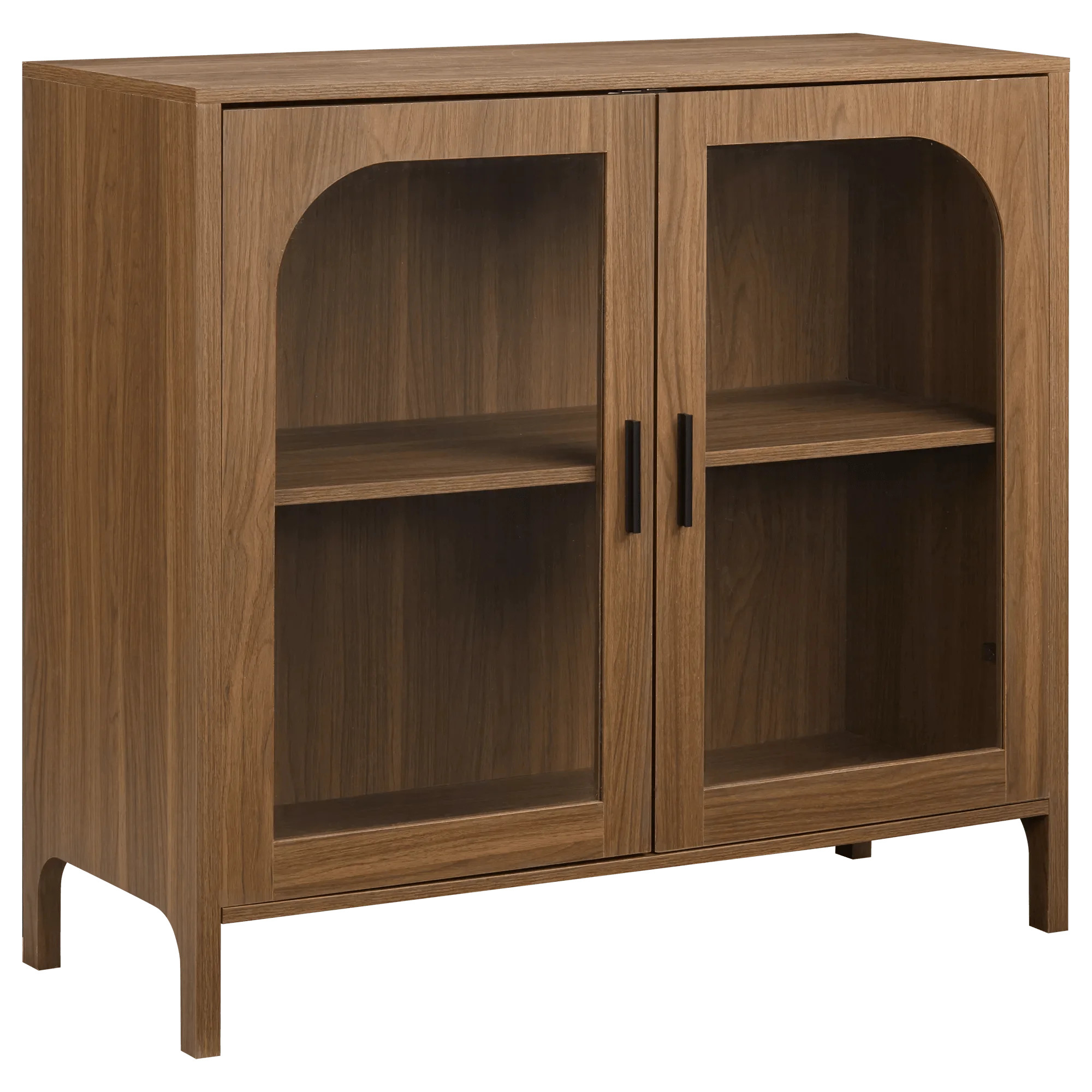 Bouclair Walnut Wooden Veneer Buffet with Glass Doors | Walmart (CA)