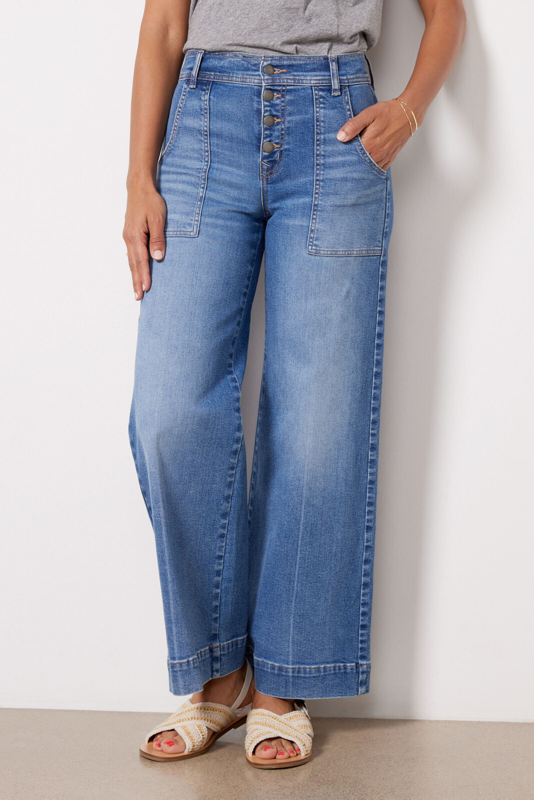 EVER Wide Leg with Exposed Buttons | Evereve