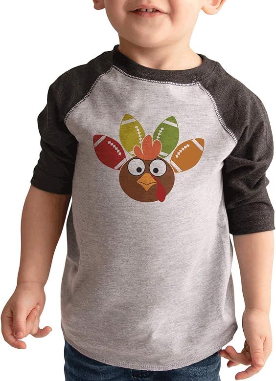 7 ate 9 Apparel Kid's Funny Turkey Football Feathers Thanksgiving Shirt | Amazon (US)