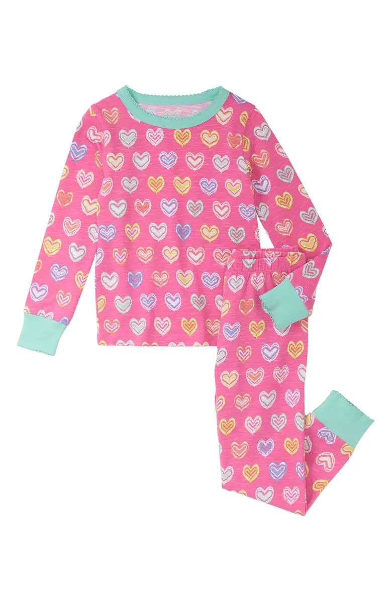 Kids' Shibori Hearts Fitted Two-Piece Organic Cotton Pajamas | Nordstrom