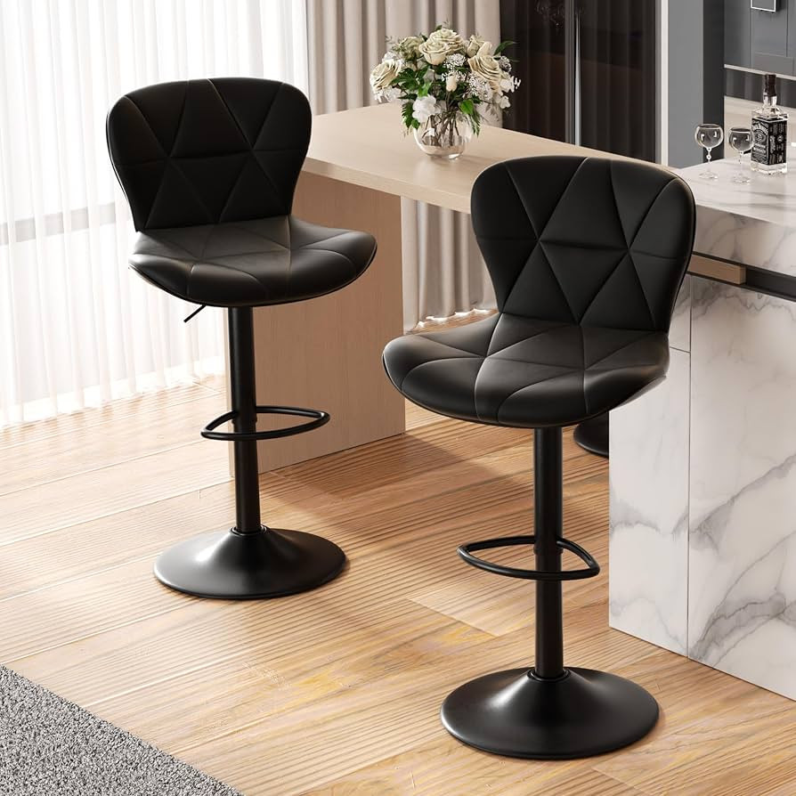 Nalupatio Modern Bar Stools Set of 2, Adjustable Faux Leather Upholstered Swivel Bar Stools, Coun... | Amazon (US)