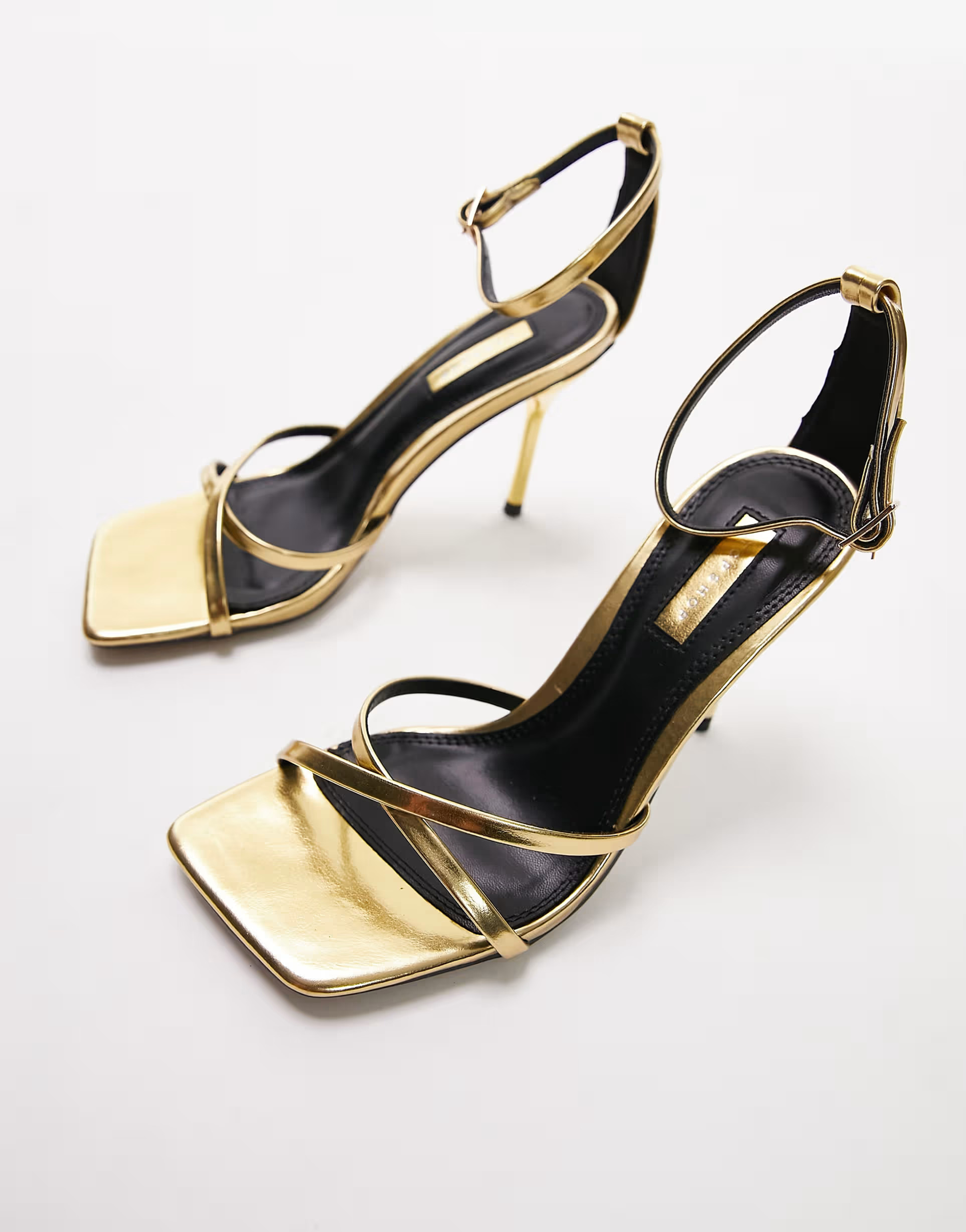 Topshop Faith strappy two part heeled sandal in gold | ASOS | ASOS (Global)