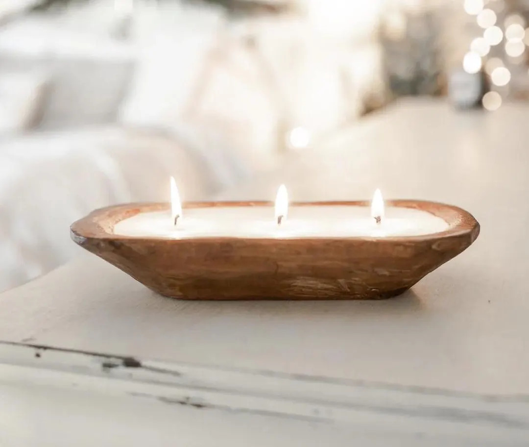 Dough Bowl Candle / 3 Wick Wood Bowl Candle / Bread Bowl Candle / Pure Soy Candle / Scented Candl... | Etsy (US)