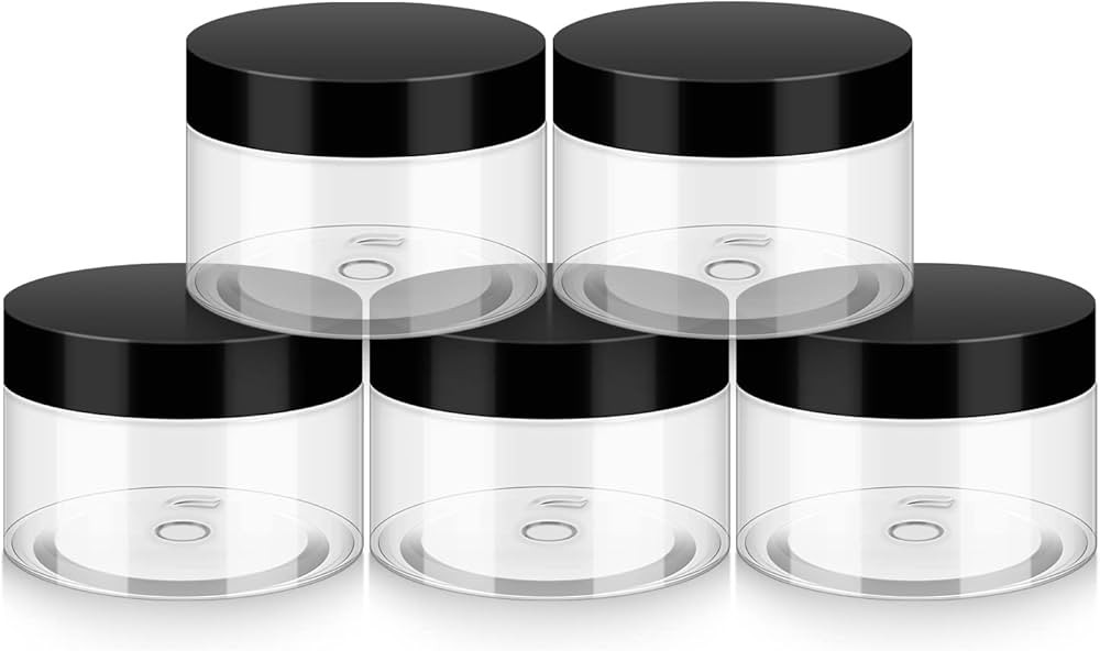 Household 4oz Plastic Jars with Lids, 5 Pack BPA Free, Reusable, Refillable Transparent Cosmetic ... | Amazon (US)
