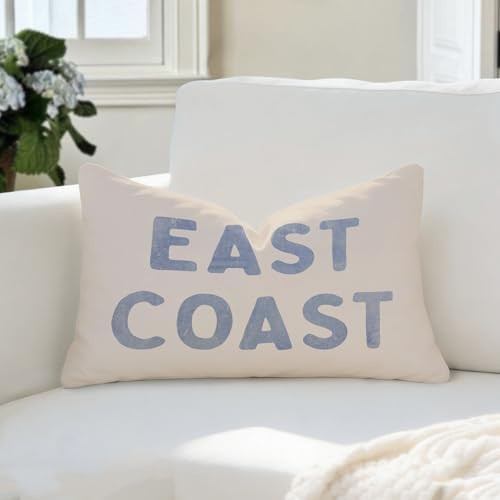 Coastal Decor, Blue Coastal Throw Pillow Cover 12x20, Coastal Room Decor, Blue Dorm Decor, Coasta... | Amazon (US)