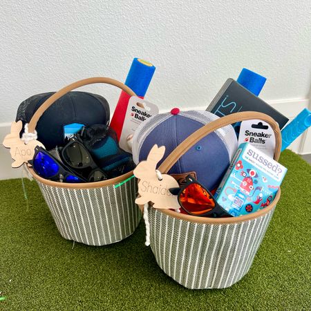 Teen tween boy Easter basket ideas! SARAHL10 works on name tags. We do hats, swim trunks or flip flops if they need, games, pool toys, and sunglasses. 

#LTKSeasonal #LTKkids