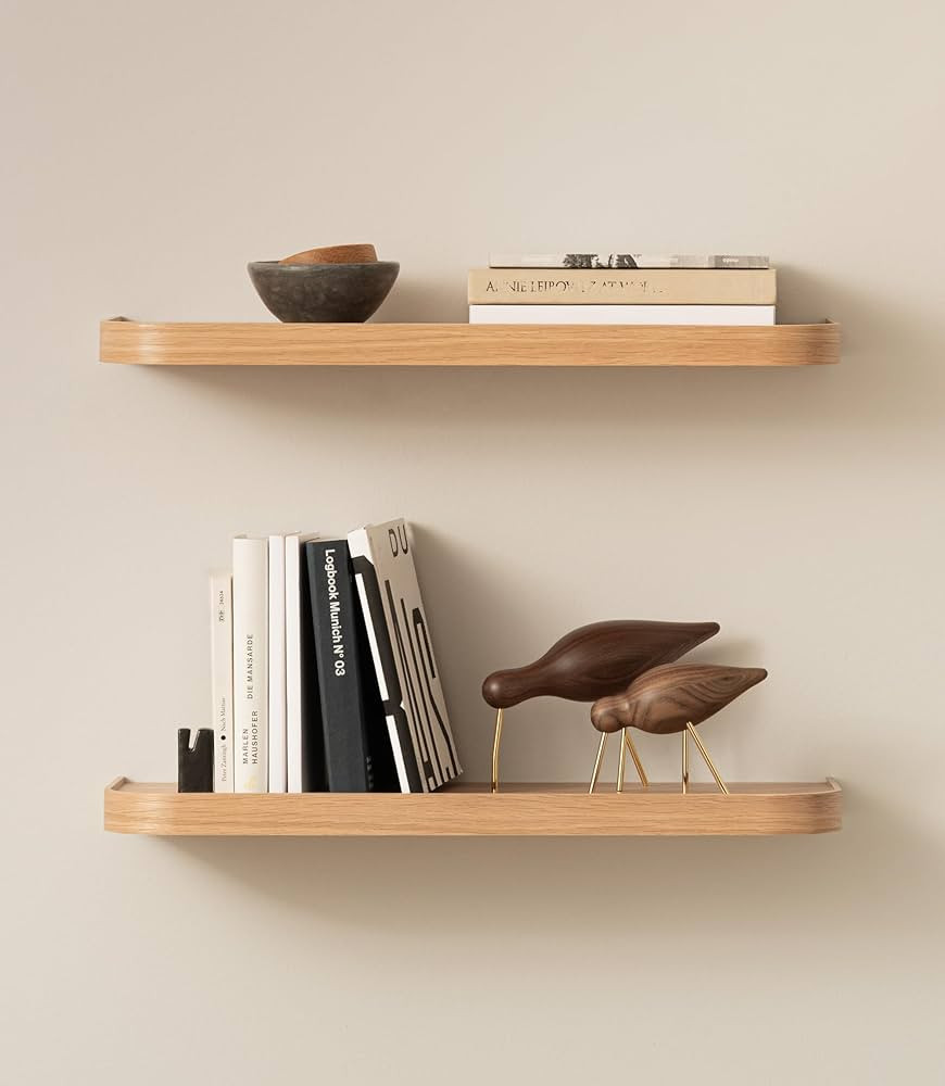 Kazai.® 23.6 inches Floating Shelves for Wall 'Toke' | Set of 2 Small Mounted Wooden Shelf Units... | Amazon (US)