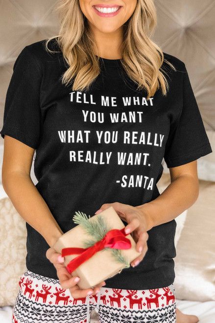 Tell Me What You Want Black Graphic Tee | The Pink Lily Boutique