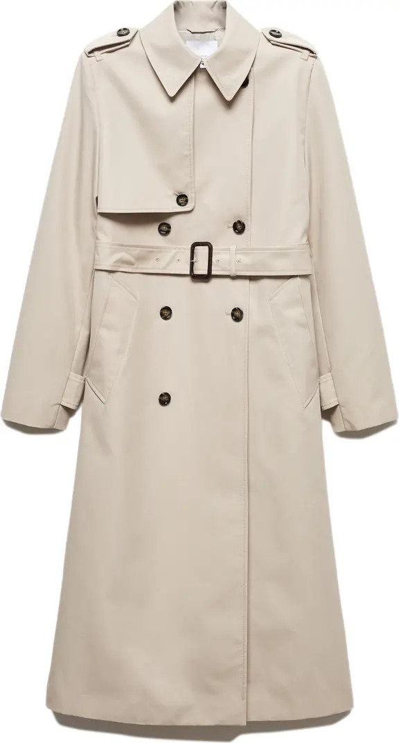 MANGO Double Breasted Water Repellent Trench Coat | Nordstrom | Nordstrom