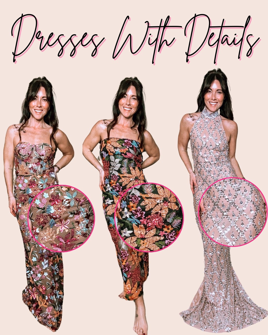 These sequin or rhinestone dresses are SO stunning and NOT itchy at all. They far exceeded my expectations. I’m in a medium (left), medium (middle - but it’s too big, so size down!), and a medium (right - this is BEYOND stunning in person). All less than $100!!

Sequin dresses. Floral dress. Wedding guest dress. Formal dress. Maxi dress. Rhinestones dress  

#LTKStyleTip #LTKWedding #LTKFindsUnder100