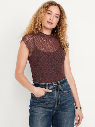 Mock-Neck Lace Top | Old Navy (US)