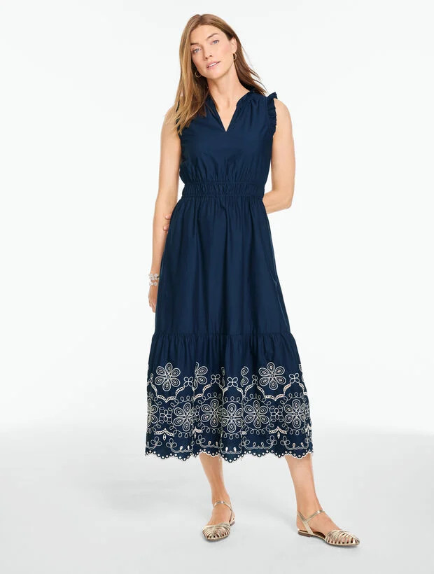 Eyelet Poplin Fit & Flare Dress | Talbots