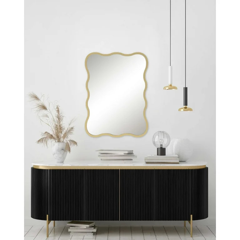 Mainstays 24” x 36”  Gold Wavy Wall Metal Mirror | Walmart (US)