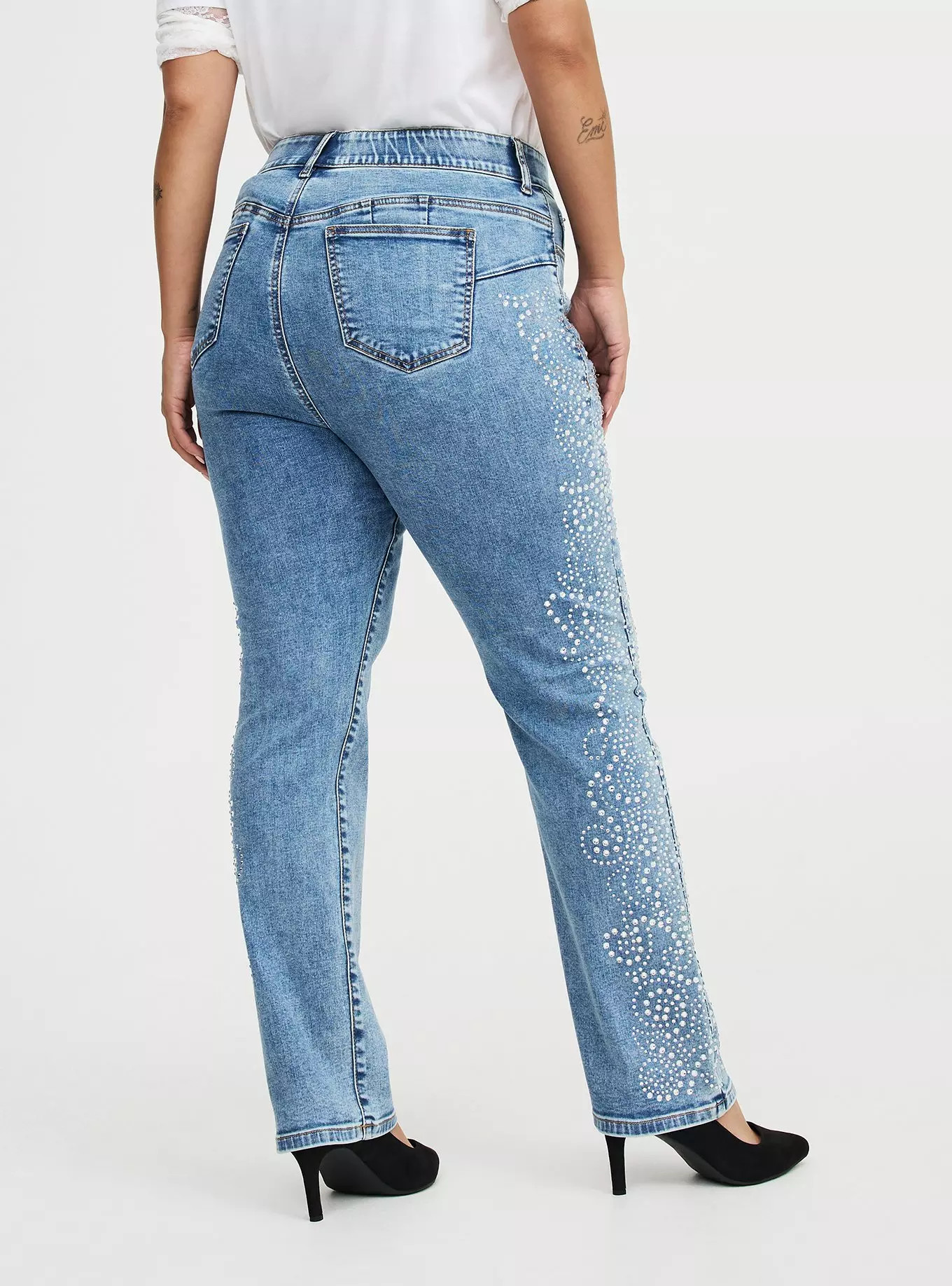 Bombshell High-Rise Rhinestones Straight Jean | Torrid (US & Canada)