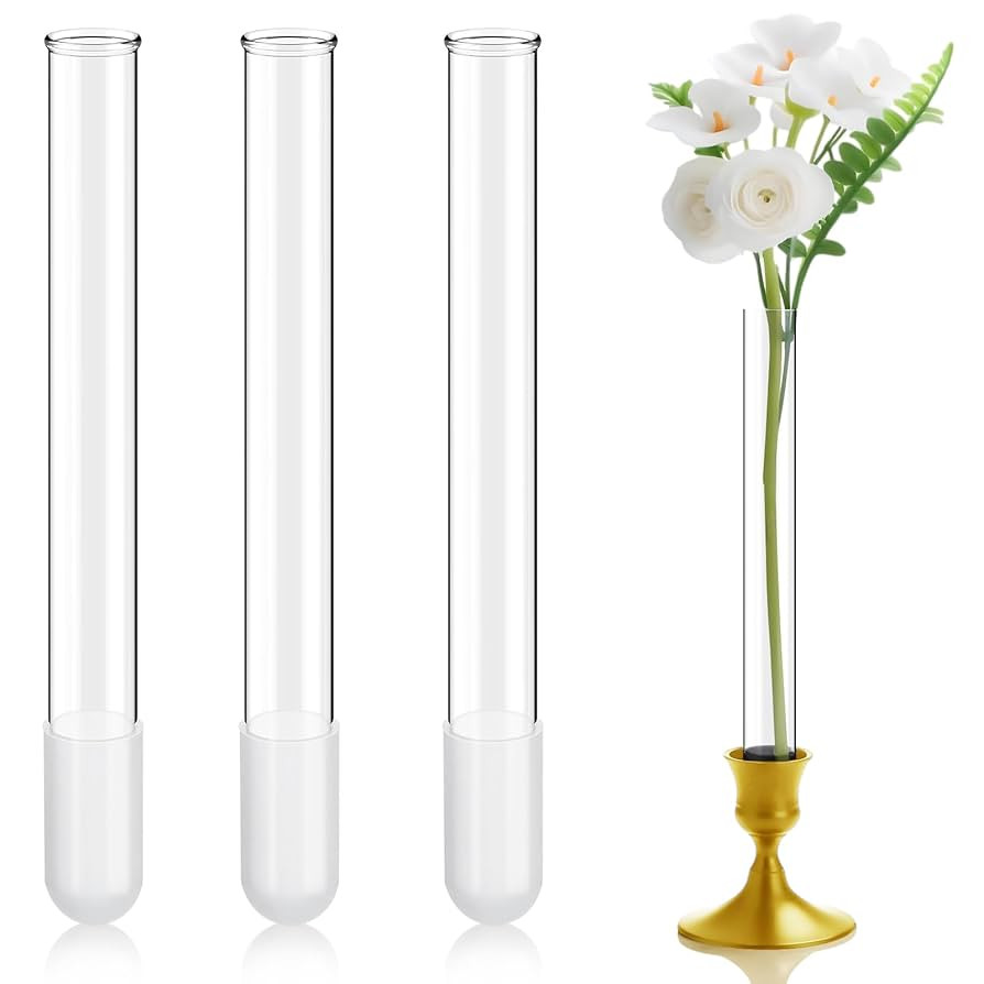 3 Pack 7.9" Glass Bud Vase Taper Candle Holder's Bud Vase for Flower Candlestick Sizes from 22mm ... | Amazon (US)