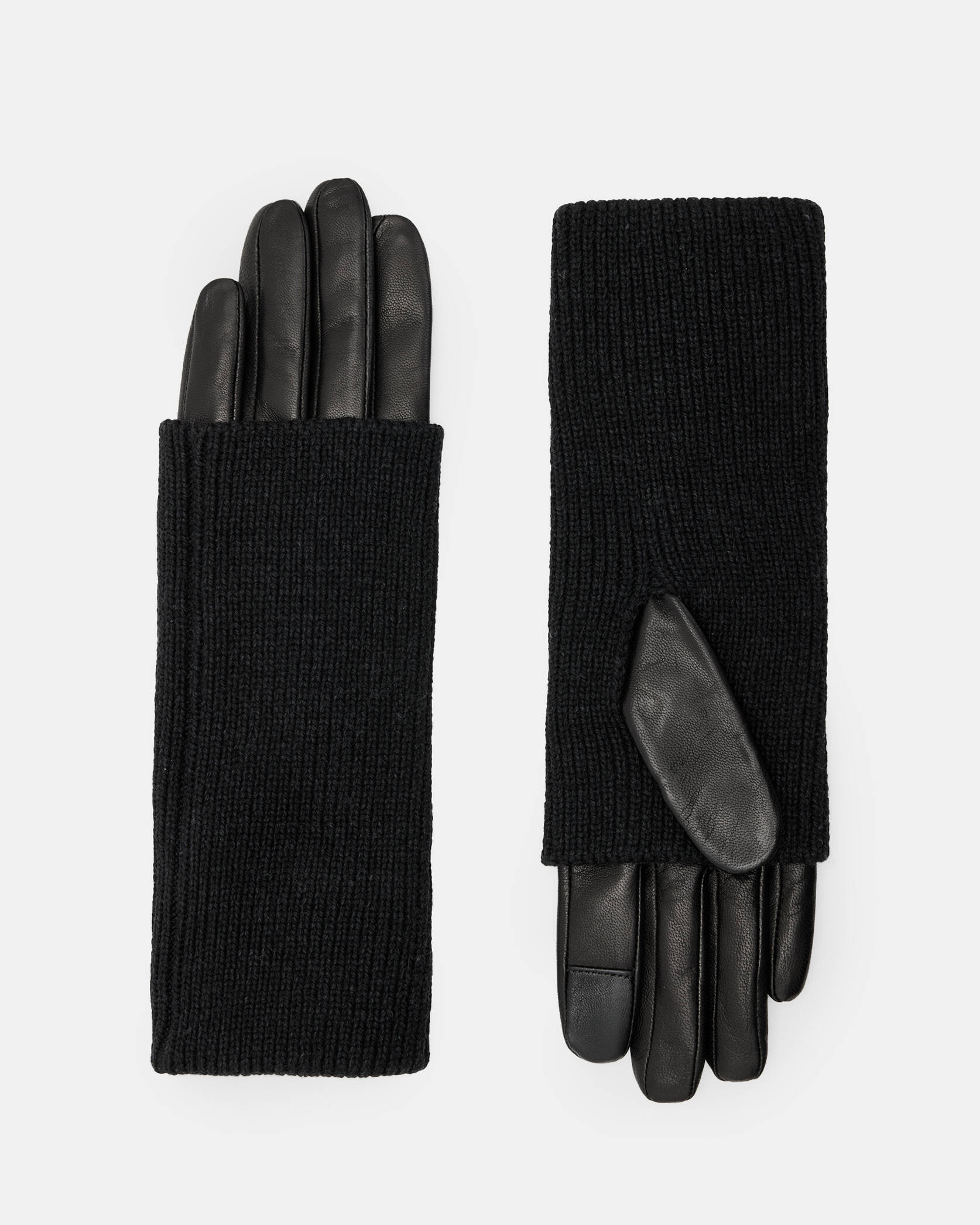 Zoya Knitted Cuff Leather Gloves | AllSaints US