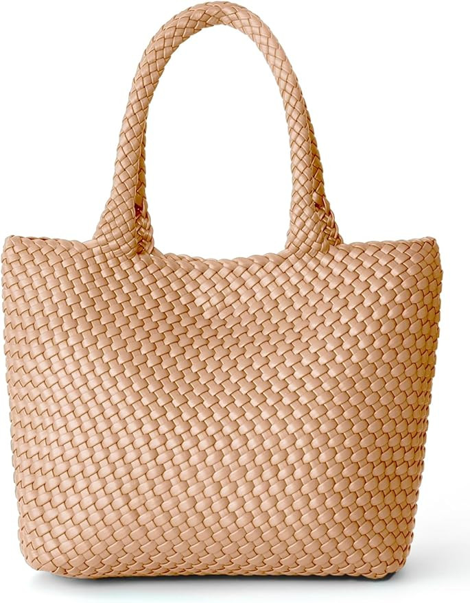 Woven Tote Bag for Women, Fashion Woven Bags for Women Vegan Leather Shoulder Handbags Large Summ... | Amazon (US)