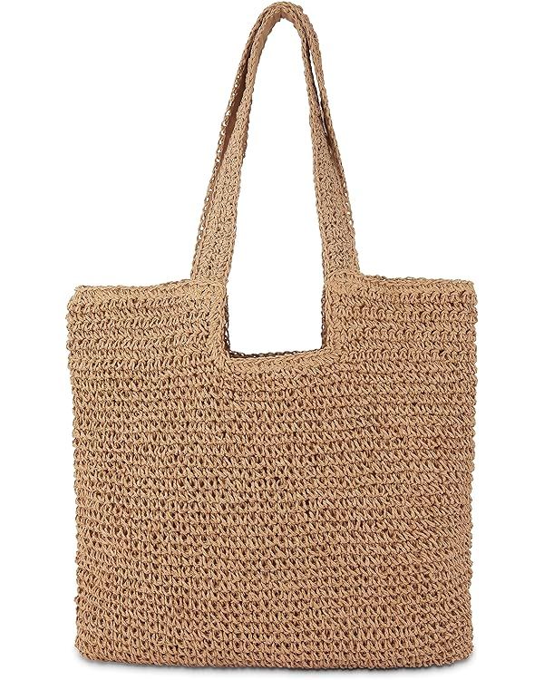 Straw Beach Tote Bag: Large Summer Boho Woven Bags - Rattan Handmade Shoulder Handbags for Women | Amazon (US)