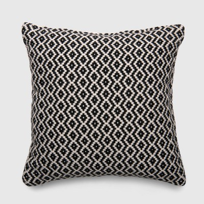 Square Woven Diamond Outdoor Pillow Black - Threshold™ | Target